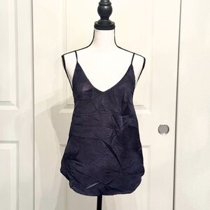 Floreat (Anthropologie) Crinkly Textured Navy Blue Camisole Tank Top, Size XS